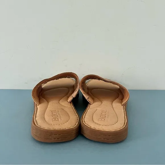 Born St. Francis Woven Leather Tan Slide Sandals