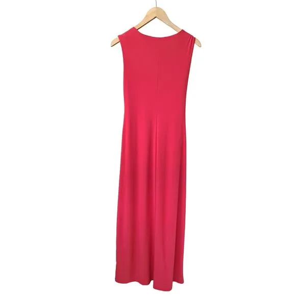 BOSTON PROPER Knot Front Maxi Dress Small Red Stretch Jersey Formal Casual
