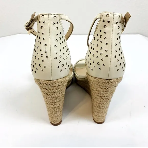 Botkier Jamie Preforated Leather Espadrille Wedge Sandal Size 10