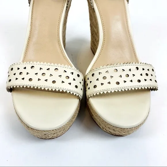 Botkier Jamie Preforated Leather Espadrille Wedge Sandal Size 10