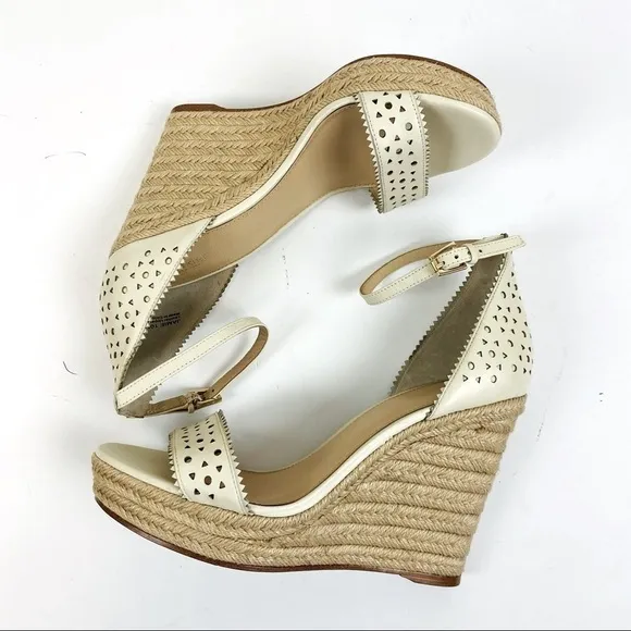Botkier Jamie Preforated Leather Espadrille Wedge Sandal Size 10