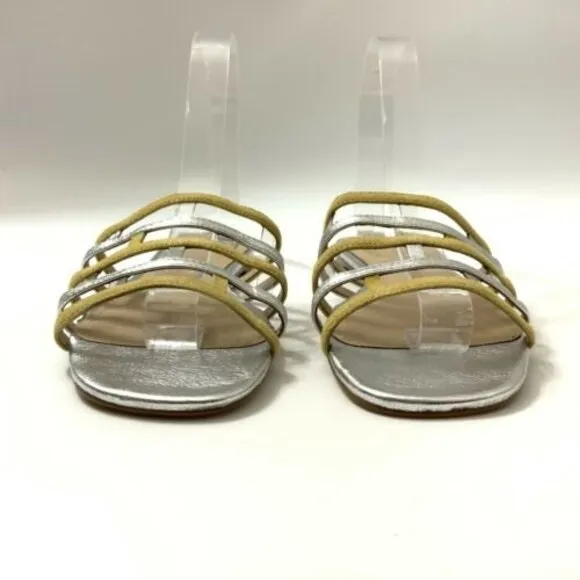 Botkier Sandals 7.5M Bridger Gold Silver Bicolor Leather Flat Chic Breathable