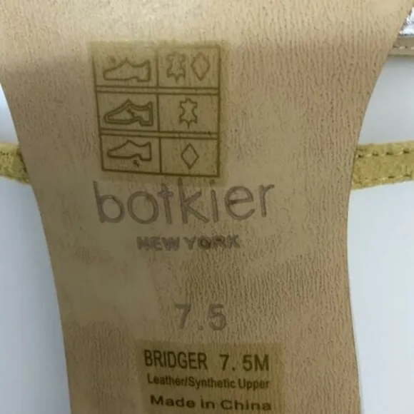 Botkier Sandals 7.5M Bridger Gold Silver Bicolor Leather Flat Chic Breathable