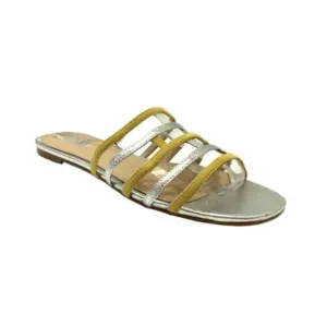 Botkier Sandals 7.5M Bridger Gold Silver Bicolor Leather Flat Chic Breathable