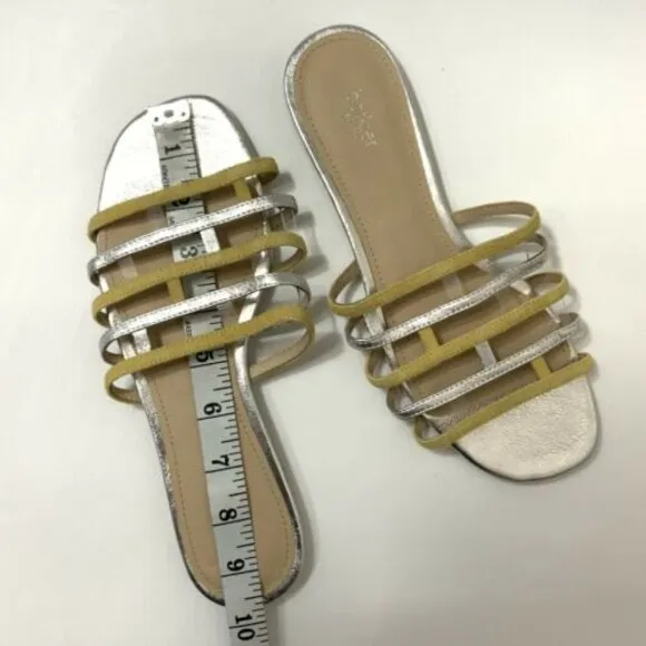 Botkier Sandals 7.5M Bridger Gold Silver Bicolor Leather Flat Chic Breathable