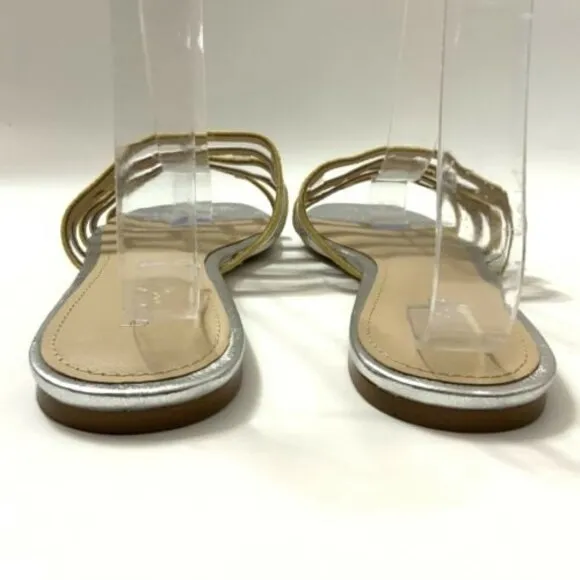 Botkier Sandals 7.5M Bridger Gold Silver Bicolor Leather Flat Chic Breathable