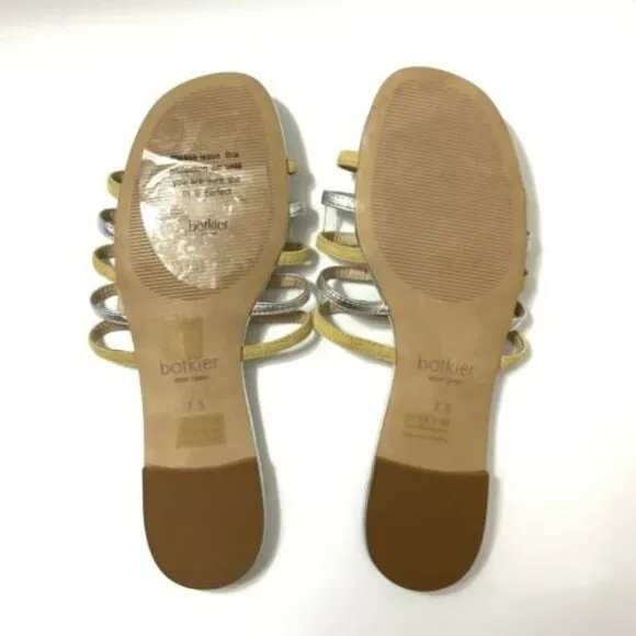 Botkier Sandals 7.5M Bridger Gold Silver Bicolor Leather Flat Chic Breathable