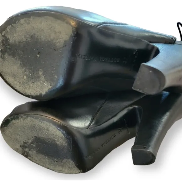 Bottega Veneta Black Leather Platform Heeled Sandals