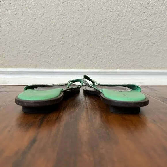 BOTTEGA VENETA Thong Sandals Brown Green Leather Flip Flops Summer