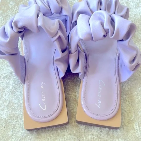Brand New Circus by Sam Edelman Iggy Ruched Slide Sandals Ruffles Light Purple
