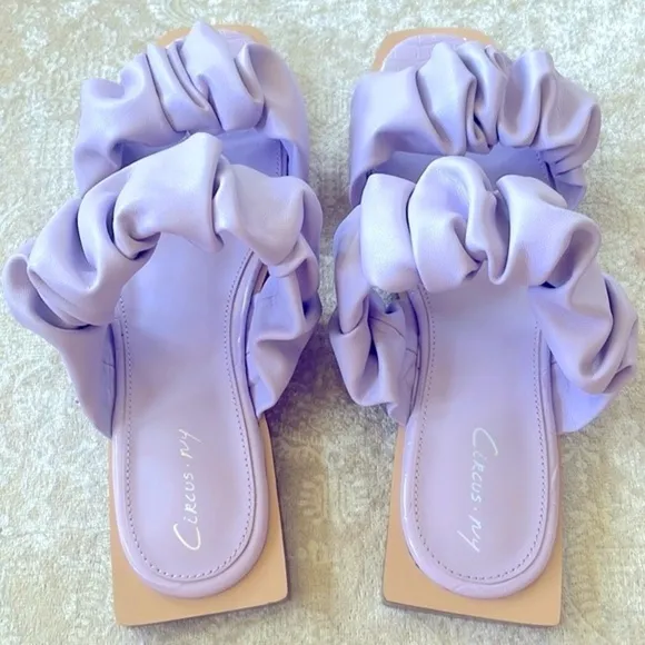 Brand New Circus by Sam Edelman Iggy Ruched Slide Sandals Ruffles Light Purple