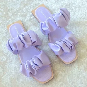Brand New Circus by Sam Edelman Iggy Ruched Slide Sandals Ruffles Light Purple