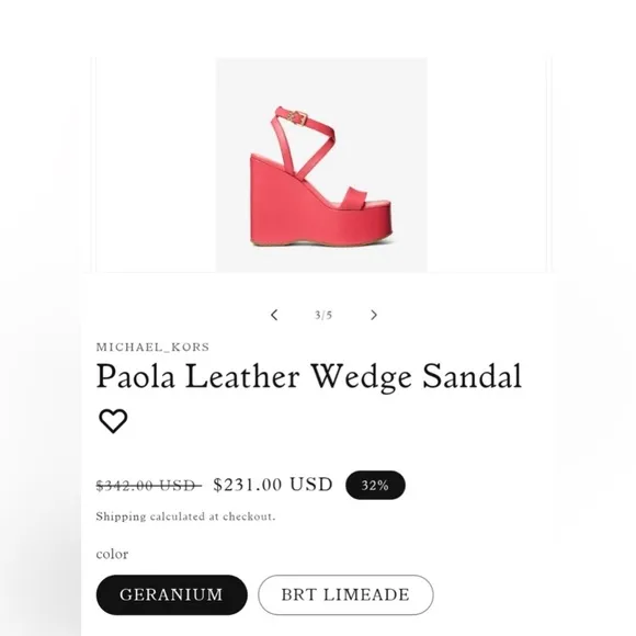 Brand New Michael Kors Paola Leather Wedge Sandal size 7.5M