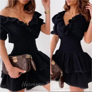 Breezy Babe Layered Mini Dress - Black