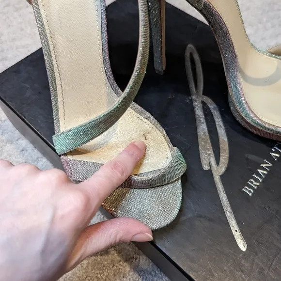 Brian Atwood Rainbow Heel Sandals Consort Shimmer Size 8