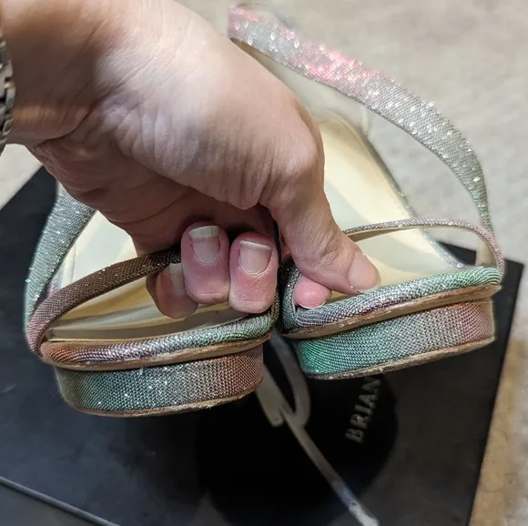 Brian Atwood Rainbow Heel Sandals Consort Shimmer Size 8