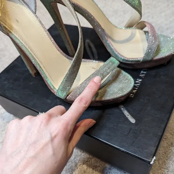 Brian Atwood Rainbow Heel Sandals Consort Shimmer Size 8
