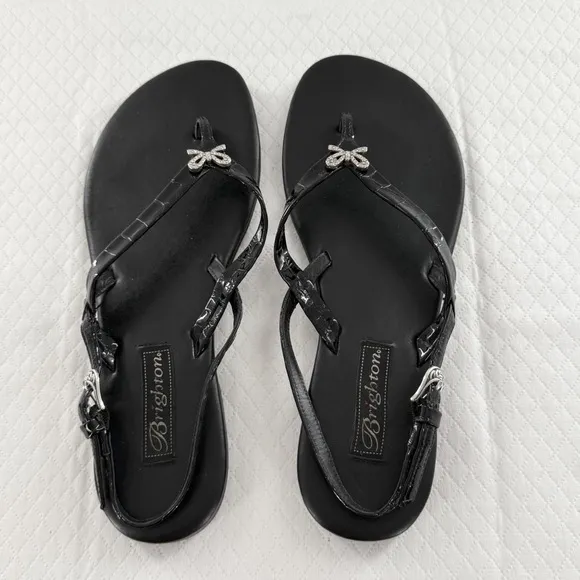 Brighton Avalon Black Leather Sandals Size 9.5 women’s