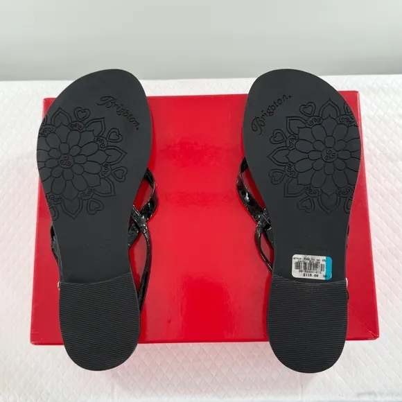 Brighton Avalon Black Leather Sandals Size 9.5 women’s