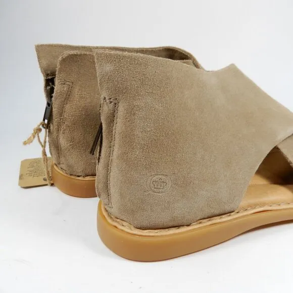BØRN Born Iwa Comfort Flat Crisscross SANDALS Size 6 Taupe Suede Leather NEW
