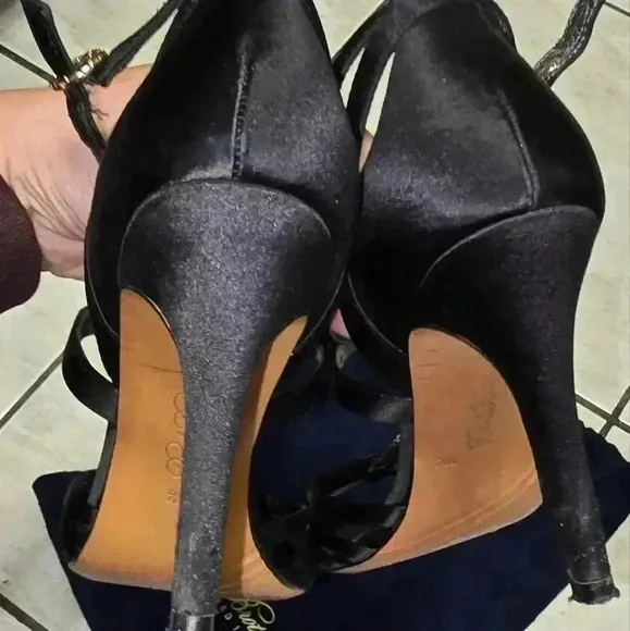 BROOK BROTHERS HIGH HEELED SATIN SANDAL SIZE 8.5