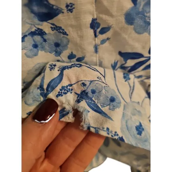 Brooke Wright Lucy mini dress az XS linen blue floral new