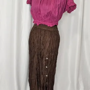 Brown Broomstick With Concho Button Side Slit