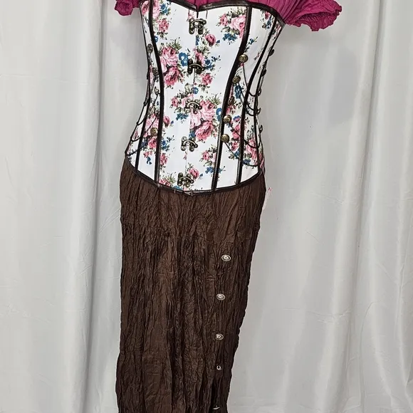 Brown Broomstick With Concho Button Side Slit