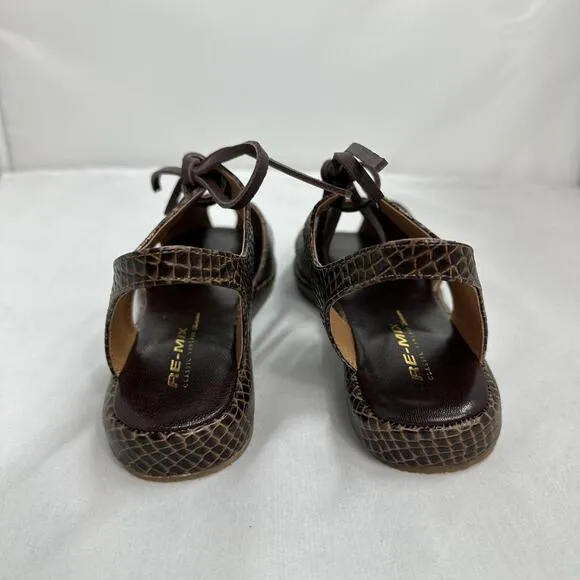 Brown Textured Lace-Up Sandals (8)