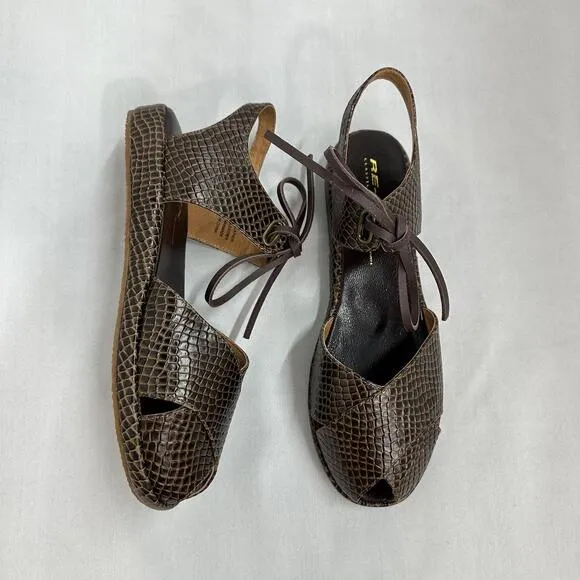 Brown Textured Lace-Up Sandals (8)