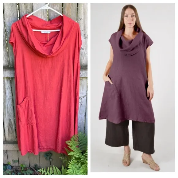 bryn Walker Heavy Linen Nolan Tunic dress pocket oversized Lagenlook M
