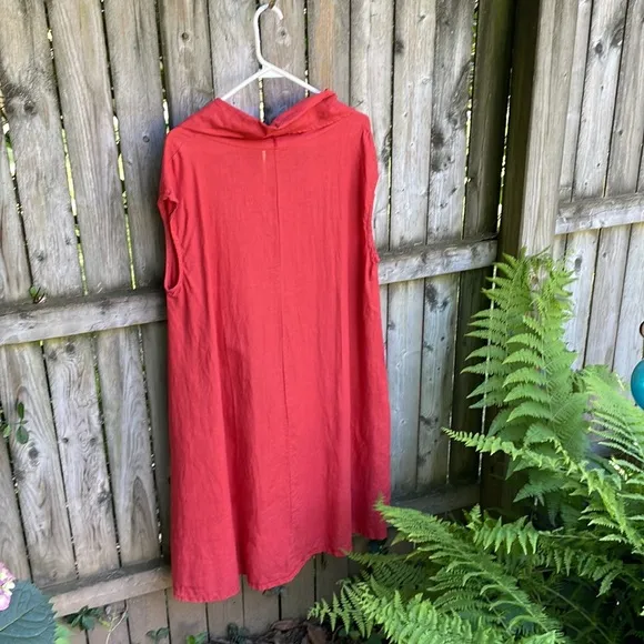 bryn Walker Heavy Linen Nolan Tunic dress pocket oversized Lagenlook M
