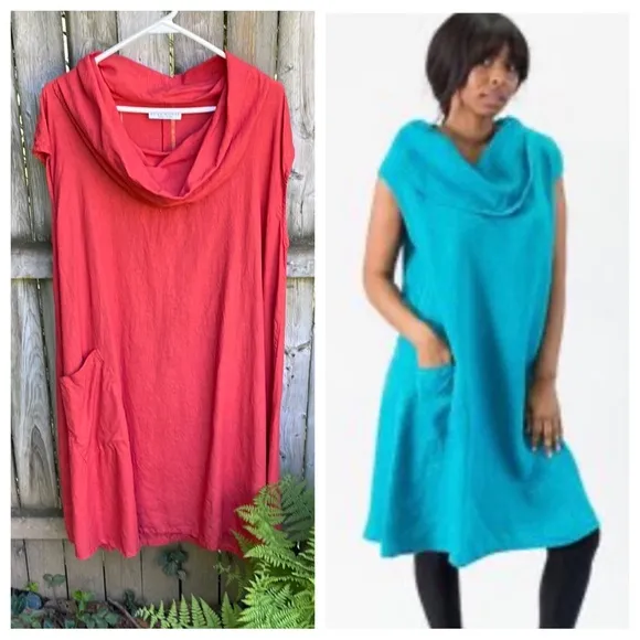 bryn Walker Heavy Linen Nolan Tunic dress pocket oversized Lagenlook M