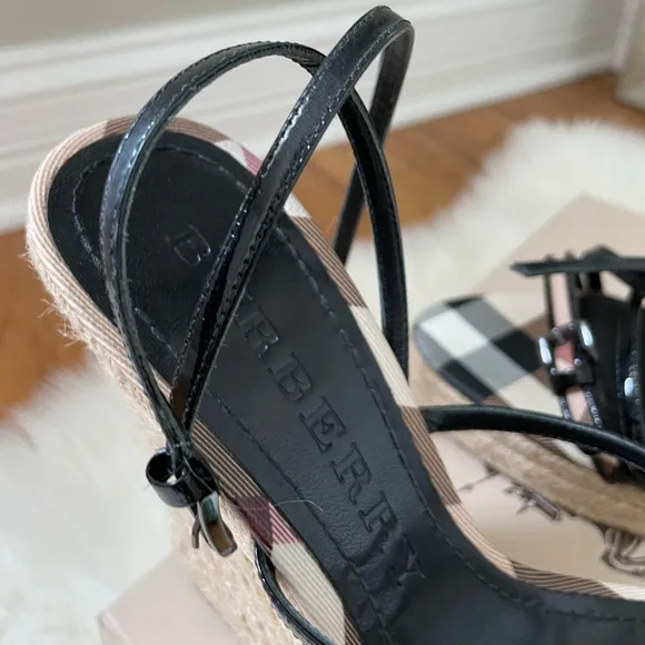 BURBERRYNova Check Espadrille Wedge Sandals 39