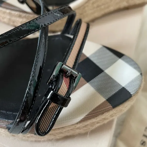BURBERRYNova Check Espadrille Wedge Sandals 39