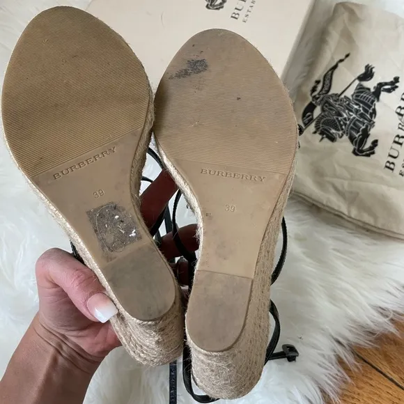 BURBERRYNova Check Espadrille Wedge Sandals 39