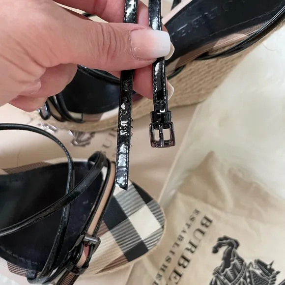 BURBERRYNova Check Espadrille Wedge Sandals 39