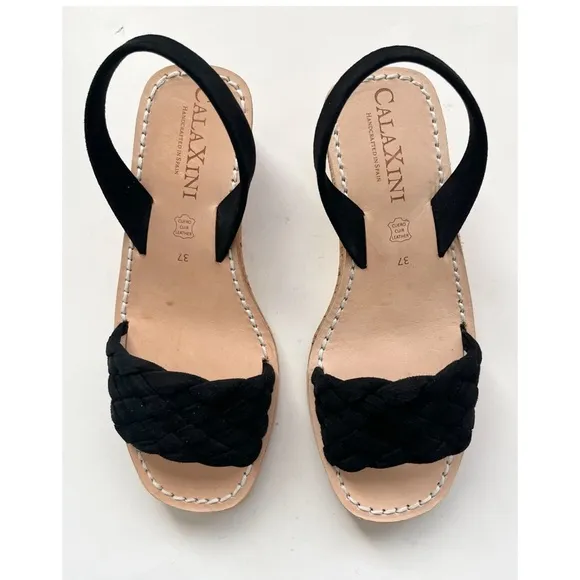CalaXini simply perfect wedge braided suede sandals madeIn Spain 37 US 6.5