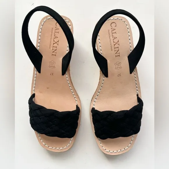 CalaXini simply perfect wedge braided suede sandals madeIn Spain 37 US 6.5