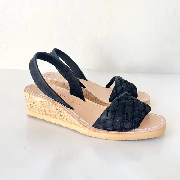CalaXini simply perfect wedge braided suede sandals madeIn Spain 37 US 6.5