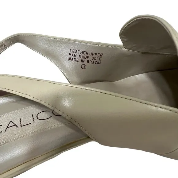 Calico Vintage (EUC) Cream Leather Slingback Sandals Size 9