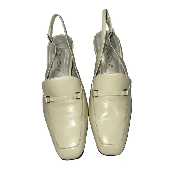 Calico Vintage (EUC) Cream Leather Slingback Sandals Size 9