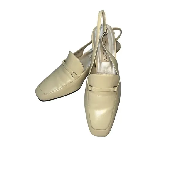 Calico Vintage (EUC) Cream Leather Slingback Sandals Size 9