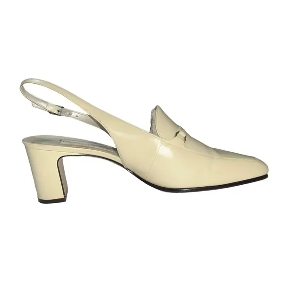 Calico Vintage (EUC) Cream Leather Slingback Sandals Size 9