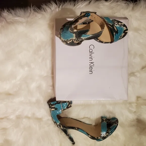 Calvin Klein  Vivian Python Embossed sandal