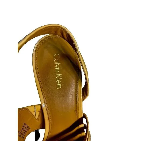 Calvin Klein - patent leather tan heels