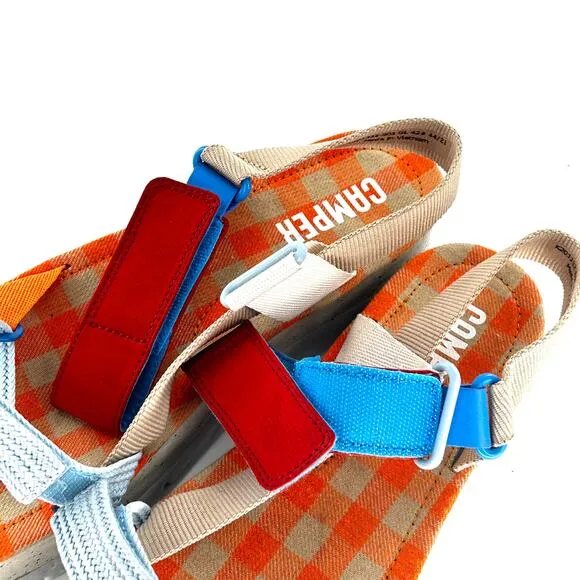Camper Oruga Up Sandals 42 12 NWOT Platform Strap Orange Blue Travel Women's