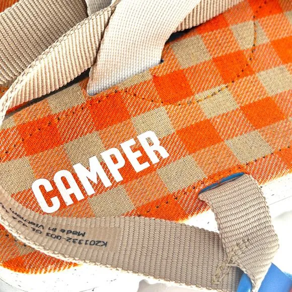 Camper Oruga Up Sandals 42 12 NWOT Platform Strap Orange Blue Travel Women's