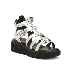 CARLO PERA Silver Made In Italy Leather Gladiator Sandals