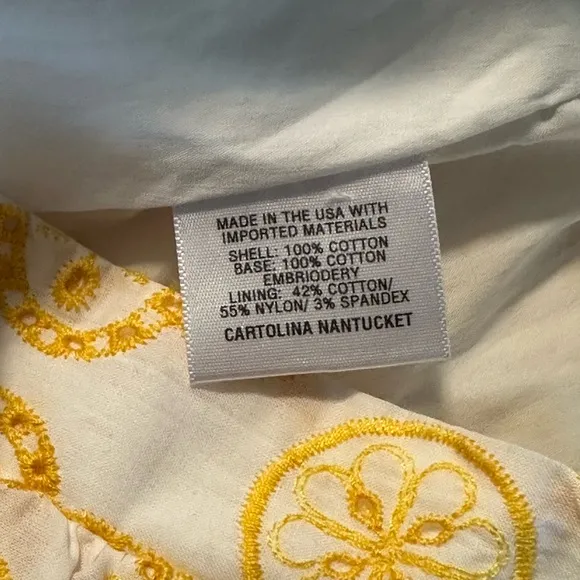 Cartolina Nantucket by Zoe Rosenberg Chloe Pull On Skirt in Yellow Embroidered
